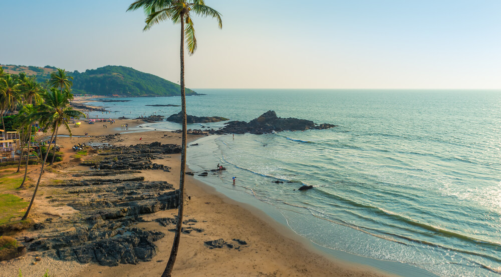 Top view of Vagator Beach in North Goa, India