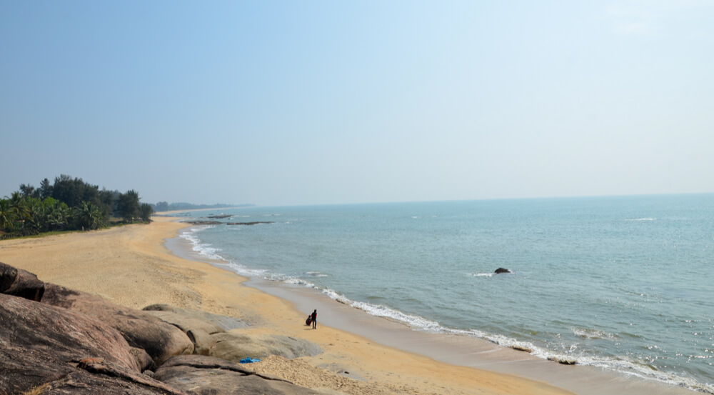 Beautiful scene of the rocky beach of Someshwar, Mangalore, Karnataka, India