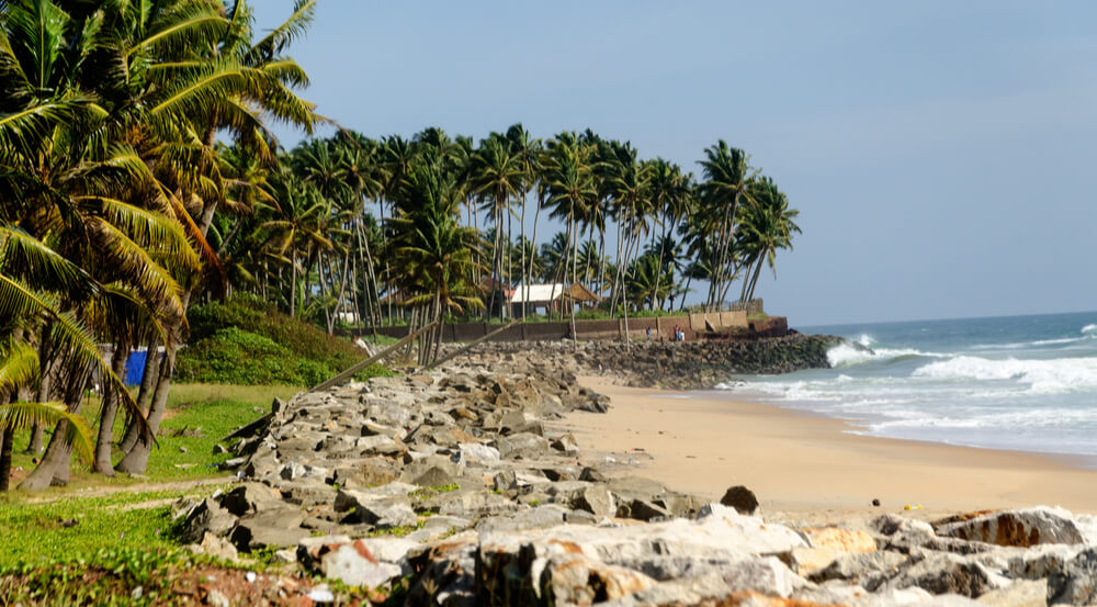 Kollam, Kerala, India- the coastal line of Arabian Sea