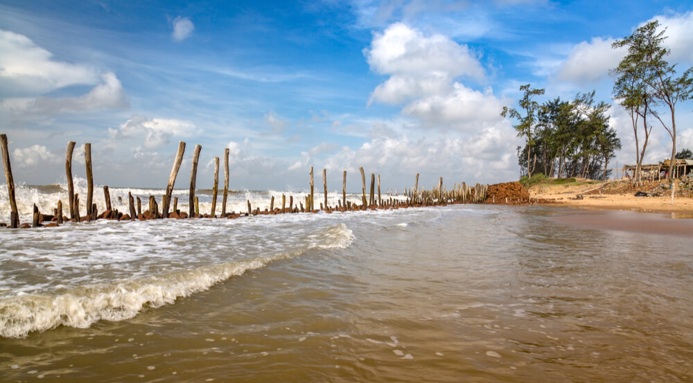 Scenic Indian sea beach at Tajpur, West Bengal, India