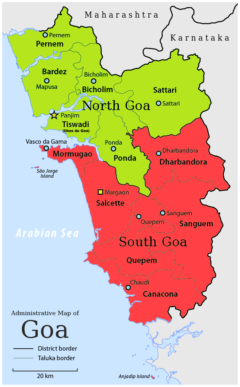 North and South Goa map